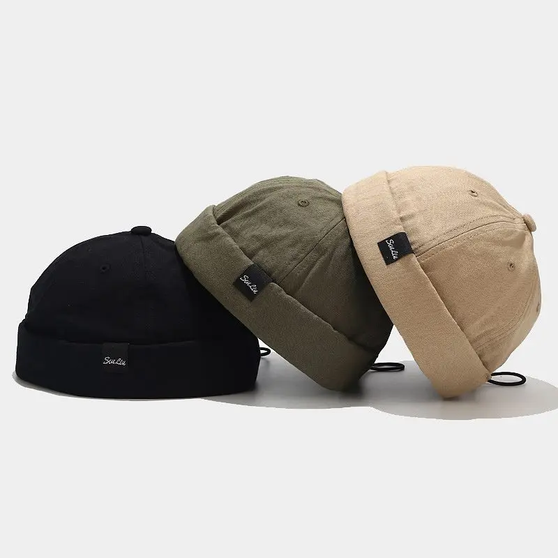 Vintage Beanie Hats Men Summer Landlord Hat Women Docker Sailor Biker Cap Street Brimless Skull Loop Adjustable Cotton Wholesale |
