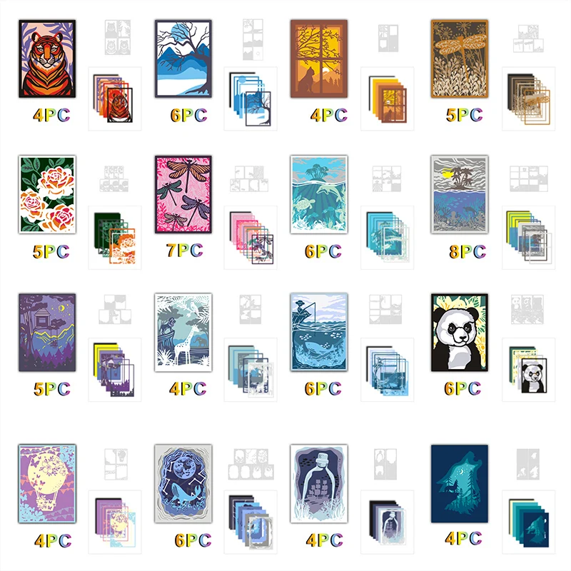 2023 Новый 3d многослойный тигр, панда, олень чанцзинь, кот, волк, дельфин, стрекоза, рыболовный элемент фоновая Рамка металлический Cutti