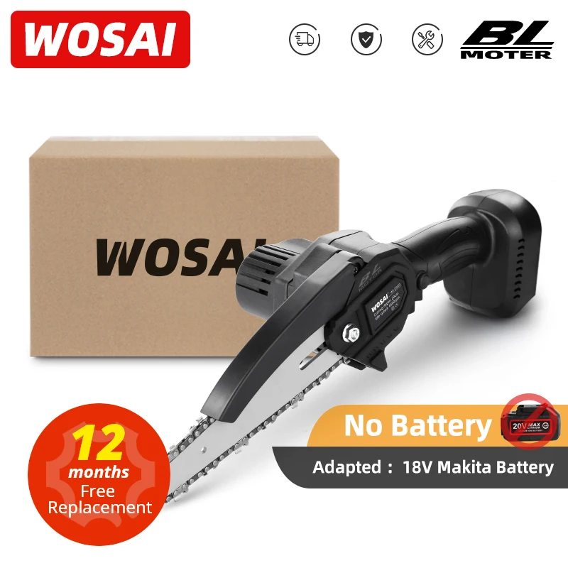 WOSAI 6 Inch 20V Brushless Mini Electric Chain Saw Woodworki
