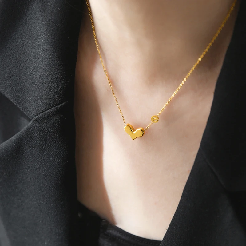 Heart Necklace Korean Fashion Free Shipping Women Accessories Pendants and Necklaces Stainless Steel Jewelry Pendant