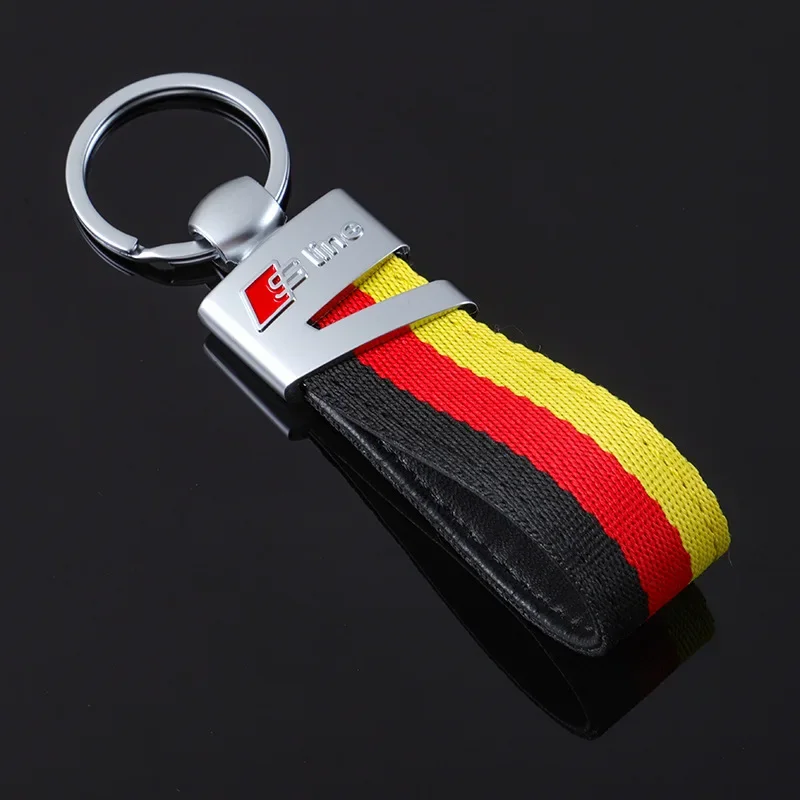 

Нейлоновый брелок для ключей с логотипом автомобиля для Audi RS5 RS3 RS6 Q3 Q5 Q7 A3 A4 A5 A6 A7 A8 A4L A6L S3 S4 S5 S6 S7 S8 TT, металлические аксессуары для ключей