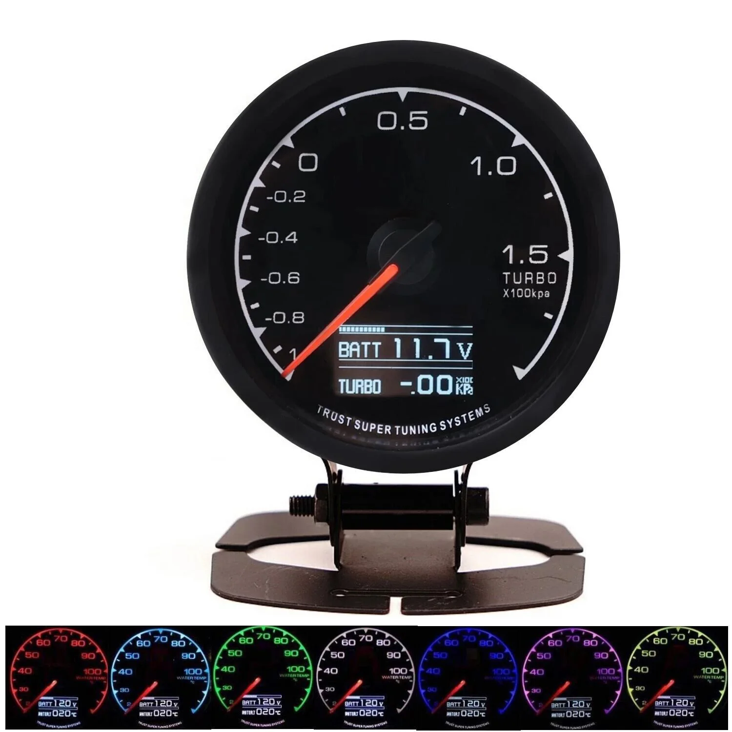 

2.5'' 60mm Digital & Pointer Turbo Boost Pressure Gauge 7 Colors LED KPA Boost Meter 3 Working Display Modes Meter