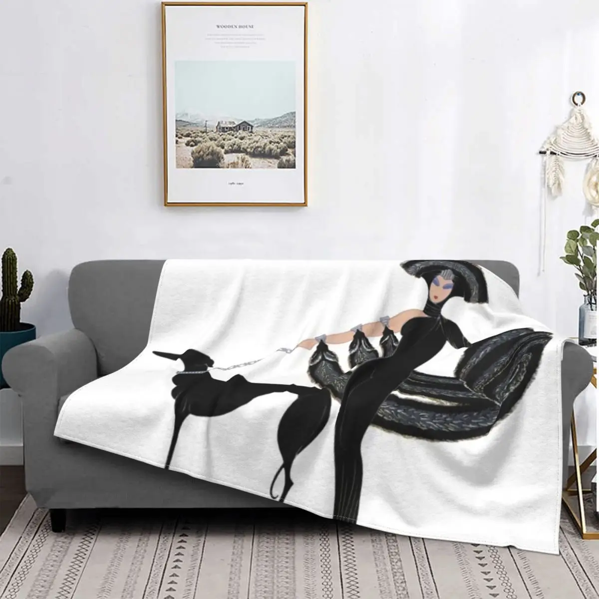 

Warm Flannel Throw Blanket Fashion illustration Blankets for Bed Couch Sofa Home Decor Gifts Art Deco era Haute Couture Blanket