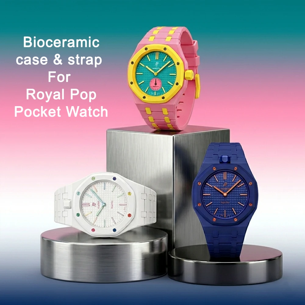 Фото Комплект для модификации часов Swatch x AP Royal Pop Bioceramic: корпус, ремешок, карманный механизм для замены браслета на наручный. №1