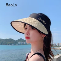 summer woman sun hats anti uv female visor caps hand made straw cap casual shade hat outdoor empty top hat beach cap transparent