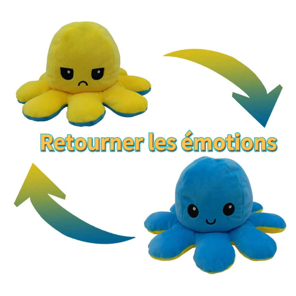 

New plush double-sided flip octopus mood change expression doll emotional toy children birthday gift large size plush doll 03