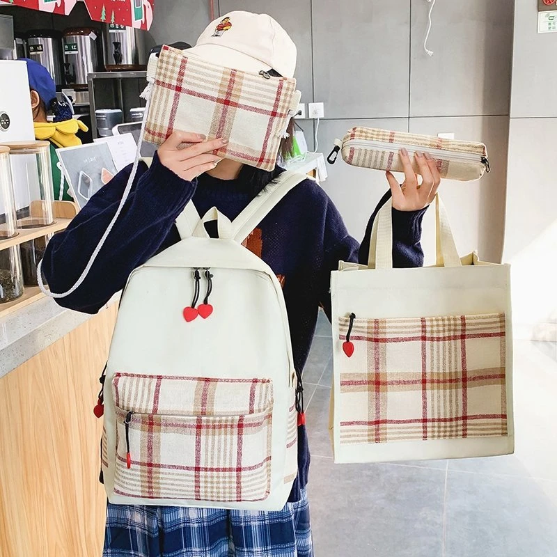 

Women Plaid Backpacks Set New Fashion Travel Bag For Teenager Girls Rucksack School Bag Large Capacity Knapsack Mochila Bolsas