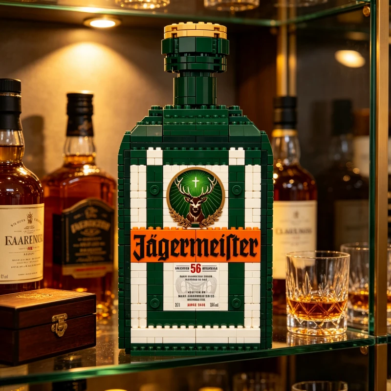 Модель-конструктор бутылки ликера Jagermeister, декор для домашнего бара, коллекционные кирпичики (art.: 3920dc3bfc0a3) - 3920dc3bfc0a3