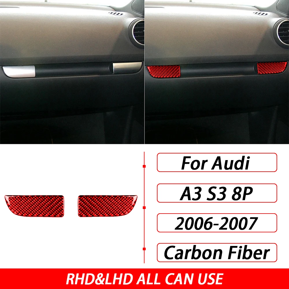 

Для Audi A3 S3 8P 2006 2007, автомобильные аксессуары, панель бардачка второго пилота из углеродного волокна, декоративная крышка, внутренняя наклейка, модификация