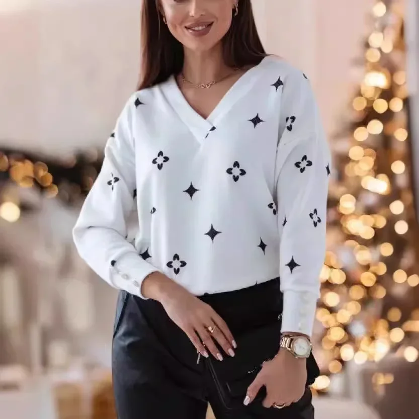 Осенняя коллекция 2024 женский вязаный топ футболка с длинными рукавами