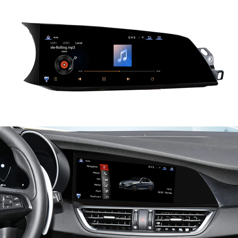 Фото Автомагнитола Android 13 с Carplay для Stelvio Giulia 2017-2020, 10.25 дюймов, автомобильная навигационная мультимедийная система с видеоплеером №2