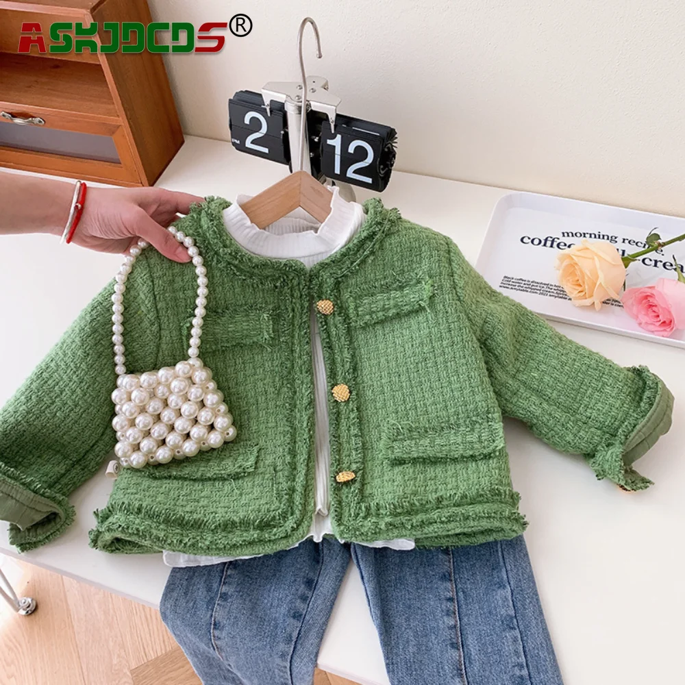 

New In for Autumn 2023 Outdoor Coat 1-7Y Toddler Girls Fashionable Jacket, Featuring Jacquard Weave Knit , Children Kids Baby