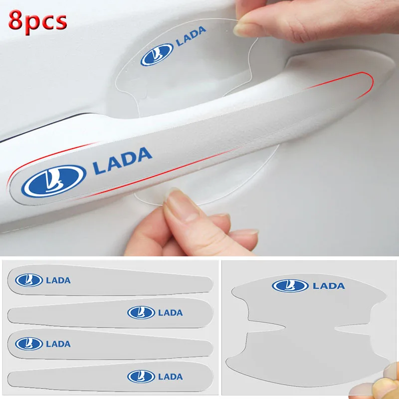 

Car Door Handle Sticker Transparent Car Logo Stickers For LADA Niva 4X4 2121 Juguete 1/24 2101 2107 Shirt 1600 Car Accessorie