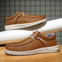 brand men casual shoes fashion leather boat shoes breathable men walking flat shoes outdoor large size light mens shoes loafers