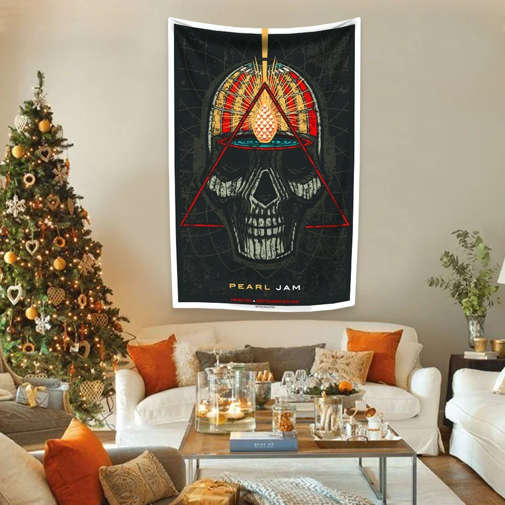 Гобелен в американском стиле рок-группы с жемчужинами настенное украшение