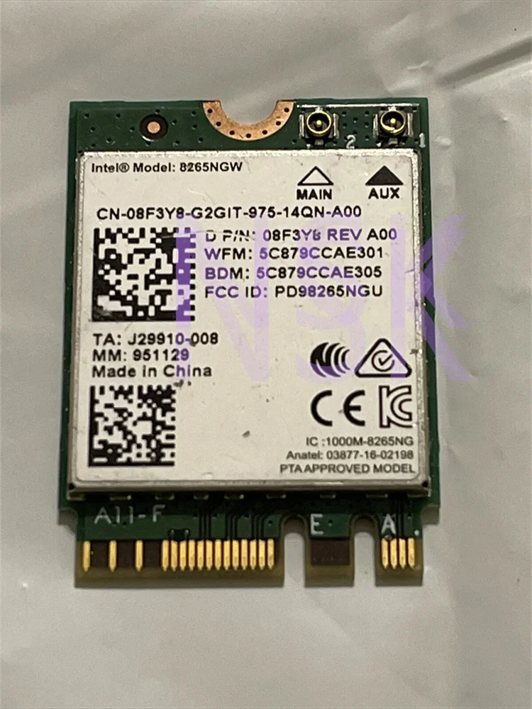 

Original Used FOR FOR Dell Latitude 7285 7280 7260 7275 Wireless WiFi Card 8265NGW 8f3y8 08F3Y8 8f3y8 100% Test Good