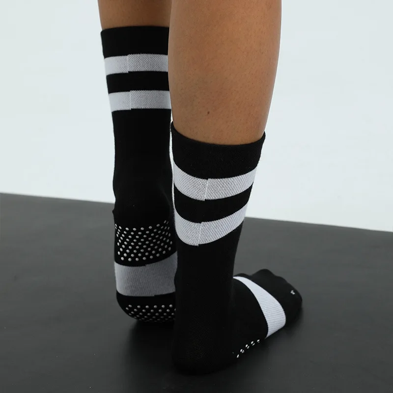 Unisex style spring and autumn cotton tube socks, stitched color anti-slip sports high tube socks, yoga socks sports gym socks