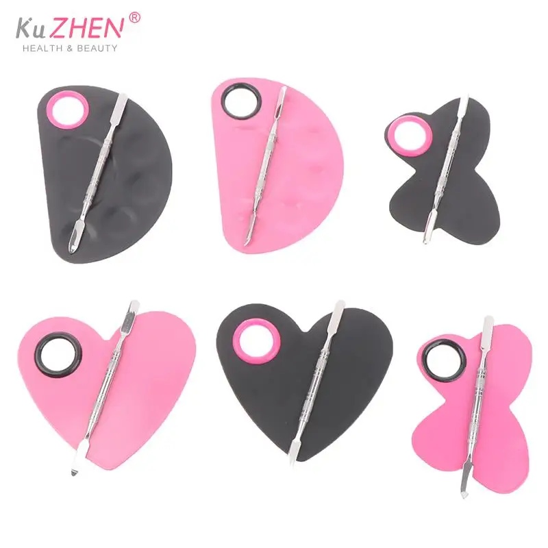 

1Set Stainless Steel Makeup Mixer Nail Art Polish Mixing Plate Foundation Eyeshadow Eye Shadow Mixer Palette With Spatula Rod