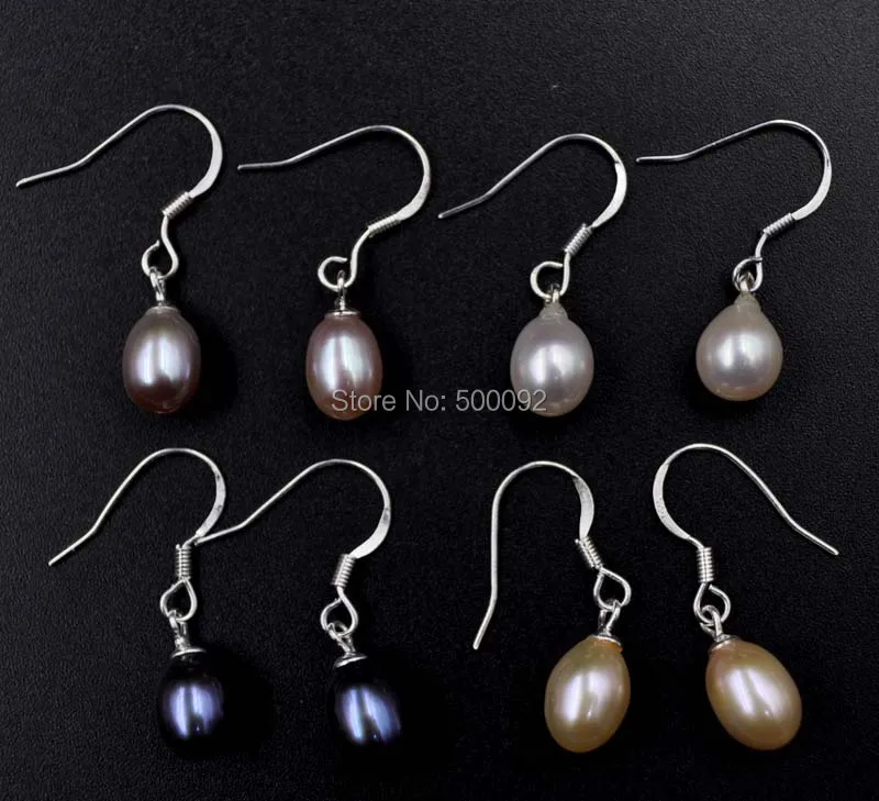 

wholesale 20 pairs 6.5-7mm drop real pearl dangle earring s925 Hook