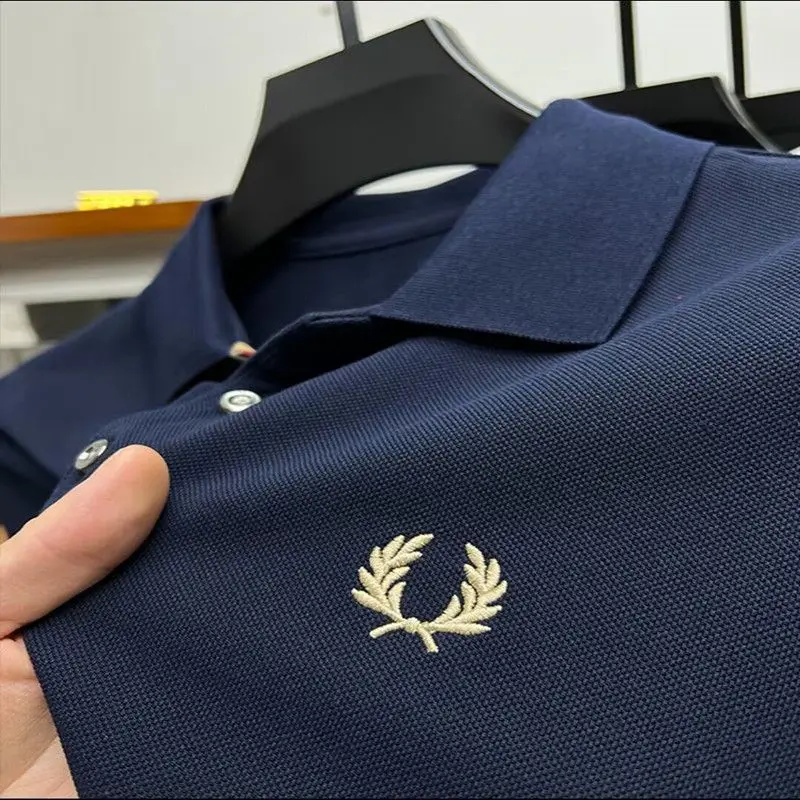 

Новое поступление 2023, Мужская футболка-поло из 100% хлопка с отворотом и вышивкой, Корейская Роскошная брендовая модная мужская одежда премиум-класса