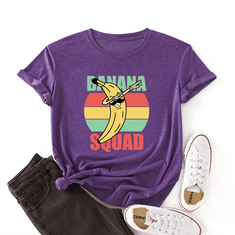 

Funny Banana Squad T-Shirt Women Short Sleeve Colored Casual T-Shirts Summer Graphic Tee Shirts Female Clothes Tops Shirt
