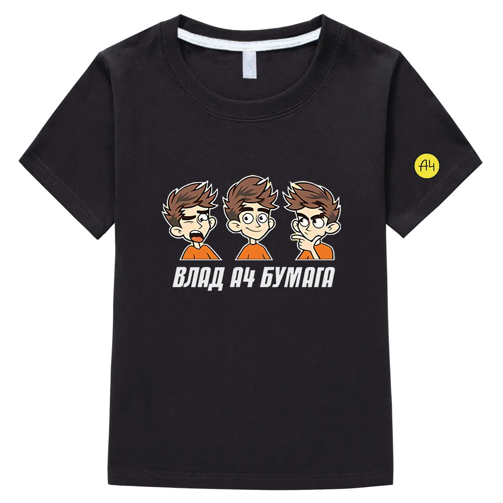 

A4 Children's 100% Cotton T Shirts Kids Merch Vlad A4 Print Casual Family Clothing Set Boy's & Girl's Fashion Short Sleeve Tops