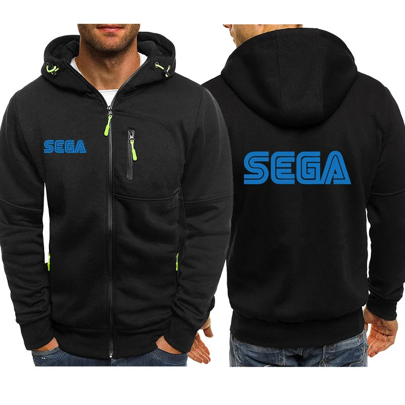 Новинка 2024 Повседневная рубашка Sega на молнии с капюшоном и несколькими карманами