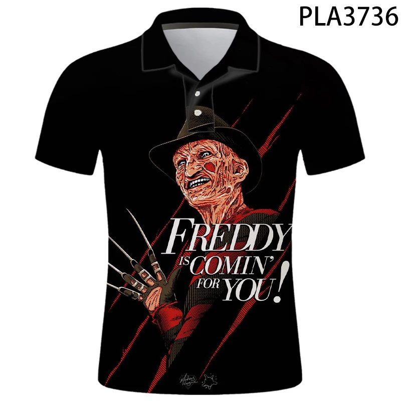 

2020 New Men Shirts Streetwear Summer Short Sleeve Freddy Krueger 3D Printed Ropa De Hombre Fashion Casual Polo Homme Camisa
