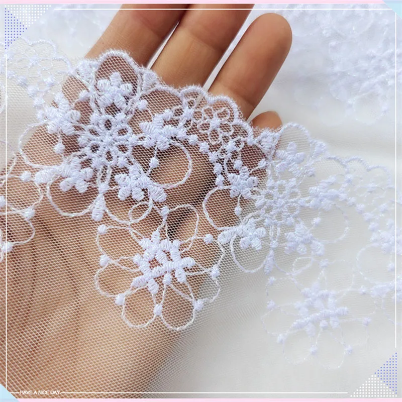 

30Yards White Floral Embroidery Lace Trim Mesh Fabric For Lingerie Underwear Bra Doll's Dress Decor DIY Dropshipping