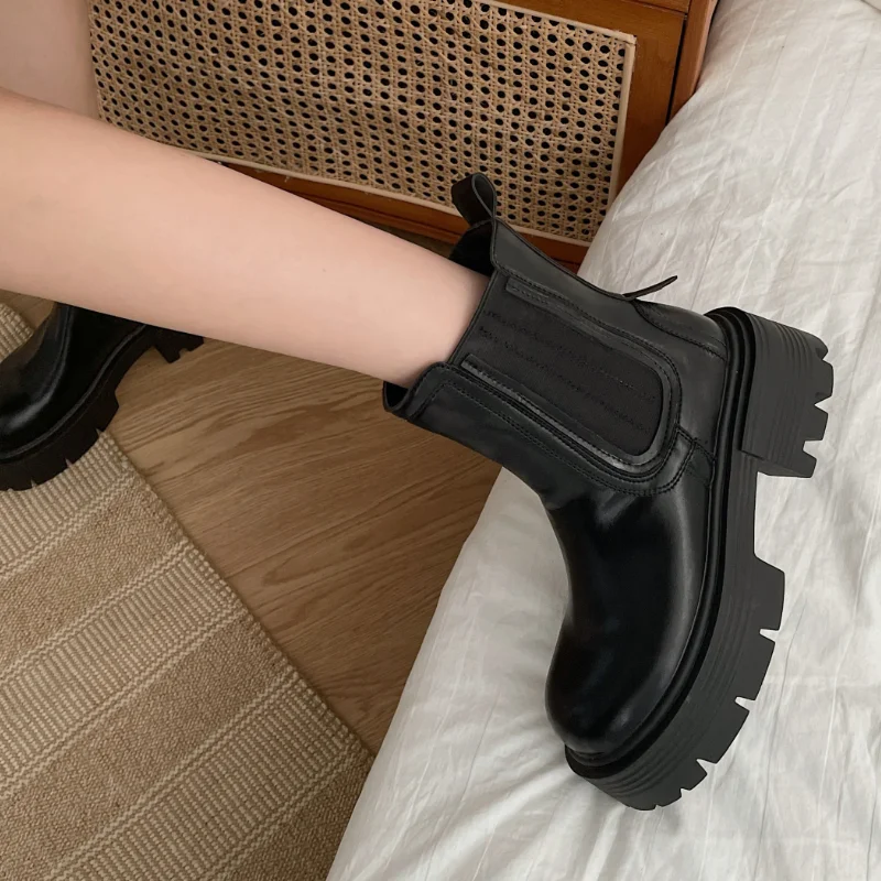 2023 Autumn Winter Women Boots Genuine Leather Back Zipper Casual Shoes Woman Thick Heels Square Leisure Ankle Boots