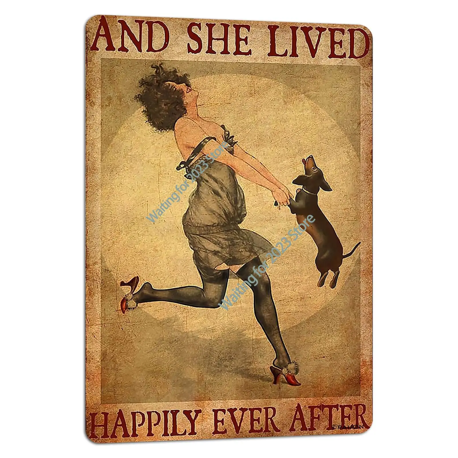 

Girl Loves Dog Metal Tin Signs And She Lived Happily Ever After Poster Wall Decoration for Home Bar Farhouse Living Room Wall