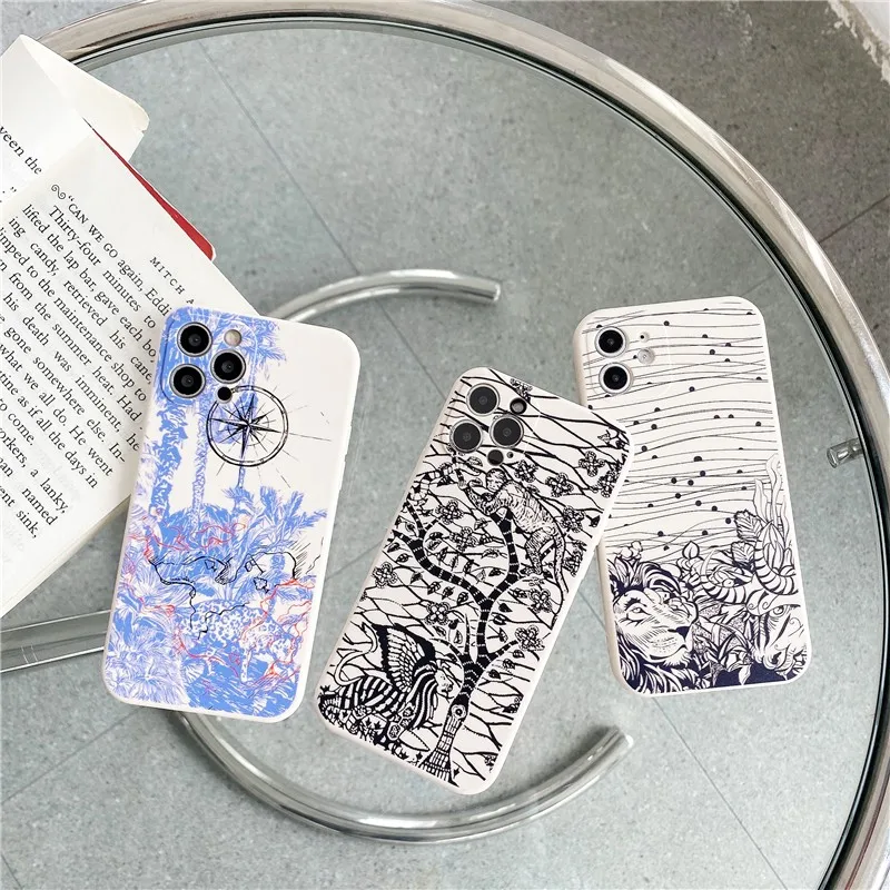 

Luxury Lion Soft Case For Iphone 13 11 12 Pro Max Mini 7 8 Plus Xr X Xs Max Phone Cover Scrub Thicken Illustration Fundas Capa