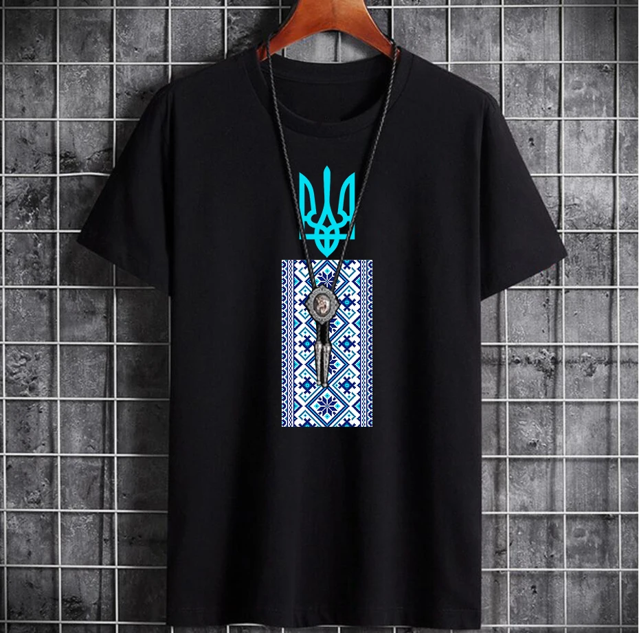 Футболка мужская с украинским орнаментом вишиванка хлопковая рубашка круглым