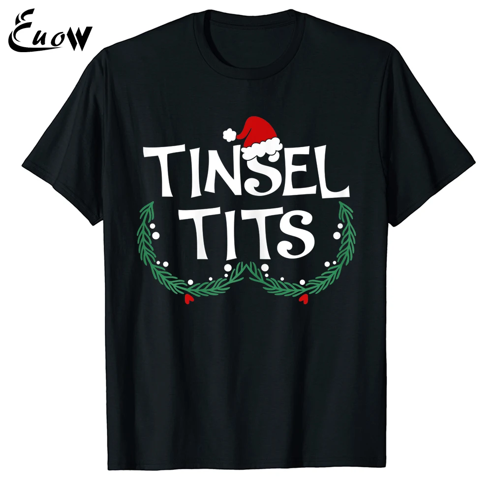 Купи Euow Unisex 100% Cotton Jingle Balls Tinsel Tits Couples Christmas Matching Couple Gifts Men T-Shirt Casual Clothing Tee Tops за 522 рублей в магазине AliExpress