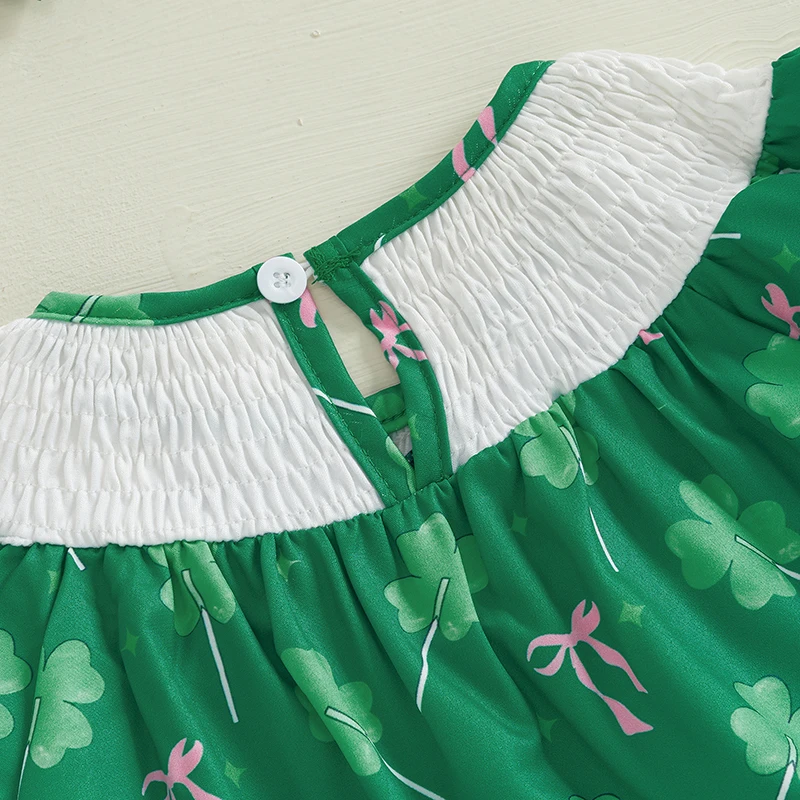 OPPERIAYA одежда для маленьких девочек зеленый трилистник вышивка букв круглый вырез