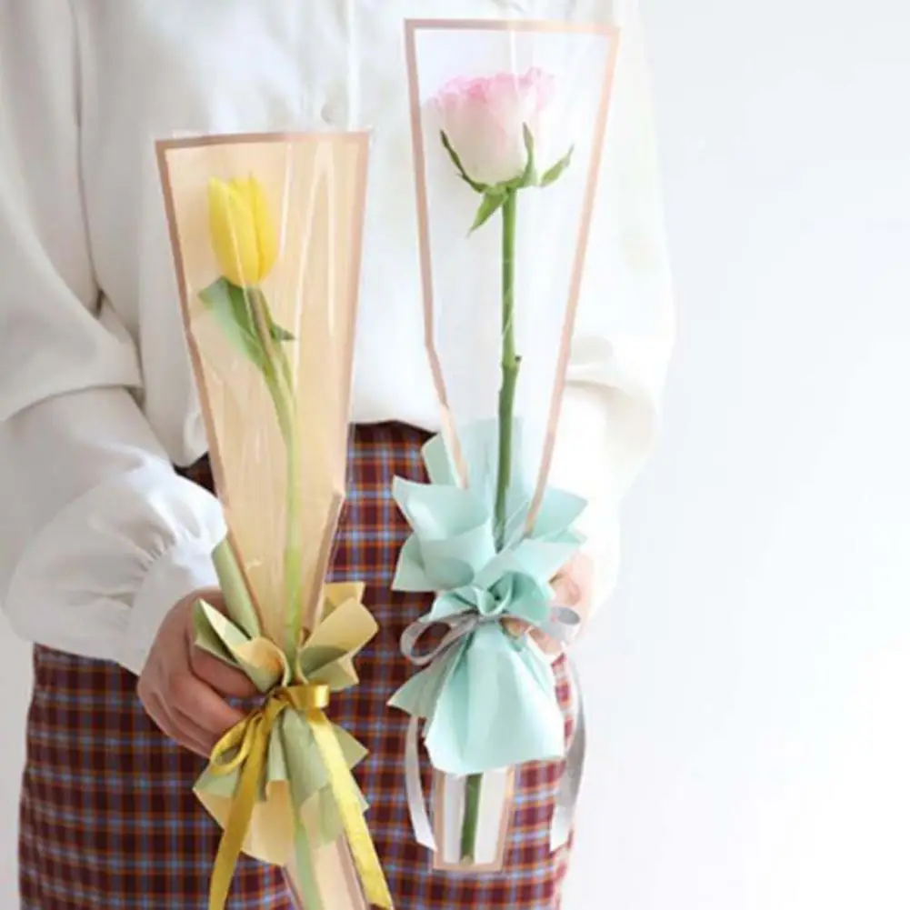

Simple Eco-friendly Wide Application Clear Single Rose Flower Wrapping Bags No Odor Flower Storage Bags Party Accessories