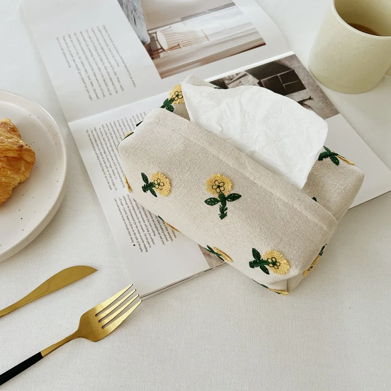 Японская 3D Маленькая желтая цветочная ткань вышитая бумажная коробка модель для