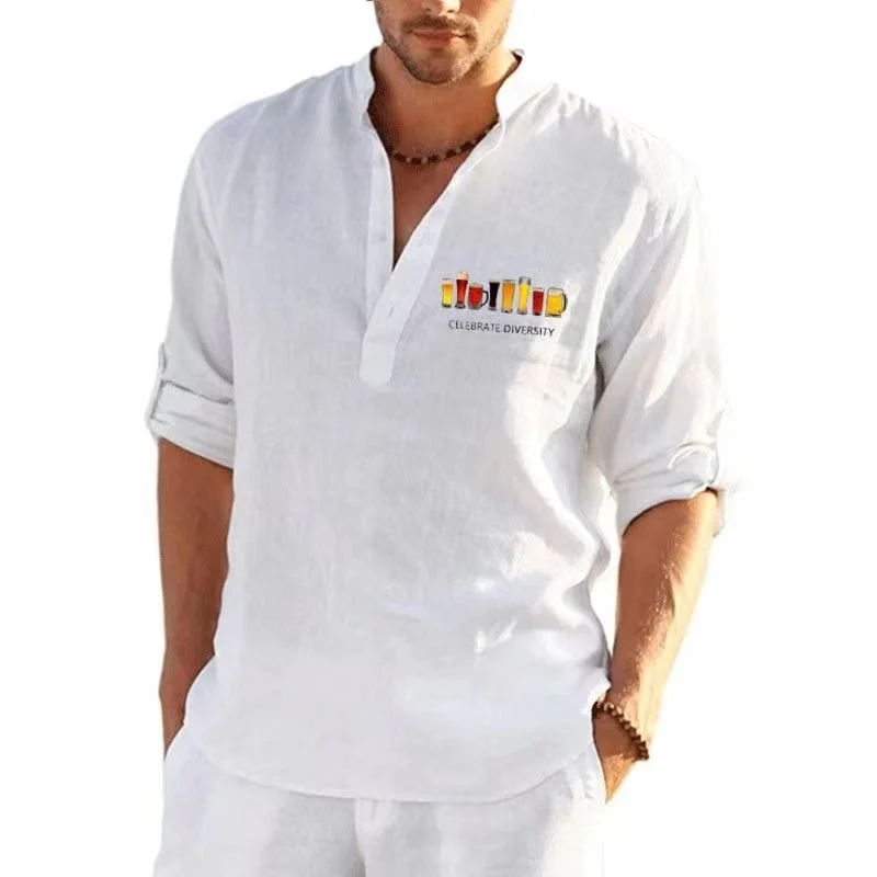 

Мужская модная льняная футболка с длинным рукавом, однотонный мужской пуловер с длинным рукавом, рубашка