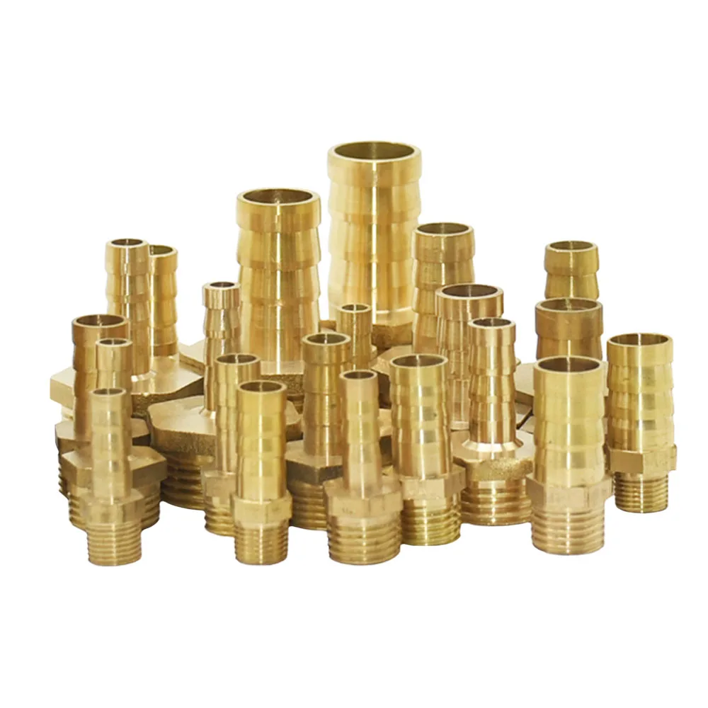 Brass 1/8 1/4 1/2 3/8 3/4 1" Male Thread To 4/6/8/10/12/16/20/25/32mm Hose Barb Connector Copper Pipe Fitting Coupler