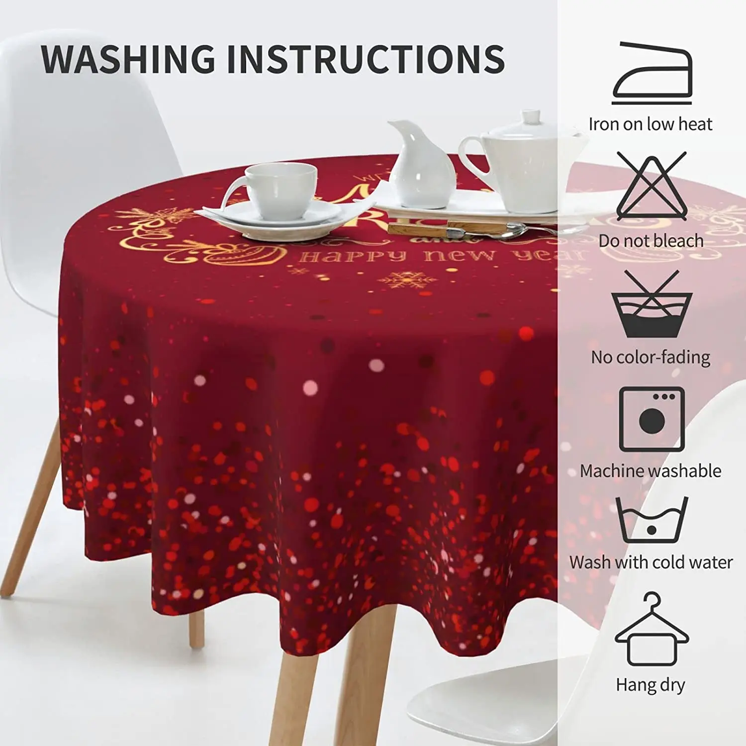 Круглый рождественский скатерть 60 дюймов Золото Счастливый Новый год Снежинка Декоративная Красная скатерть для дома кухня столовая комната.