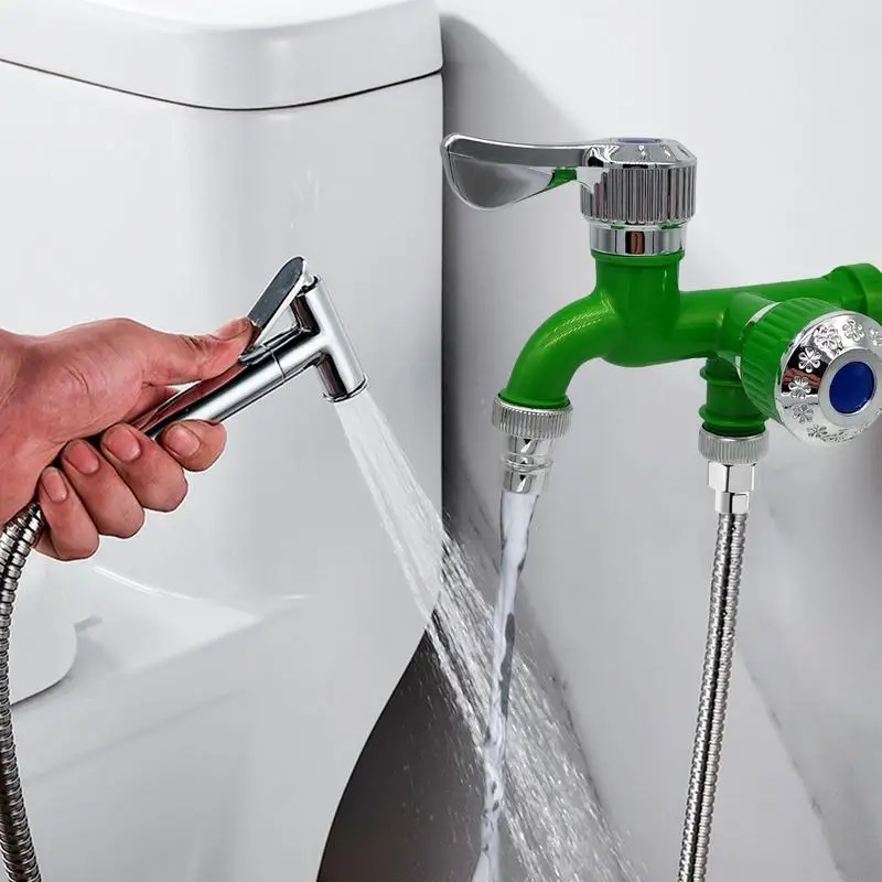 Настенный смеситель для воды двойной кран с насадкой на сосок аксессуар ванной