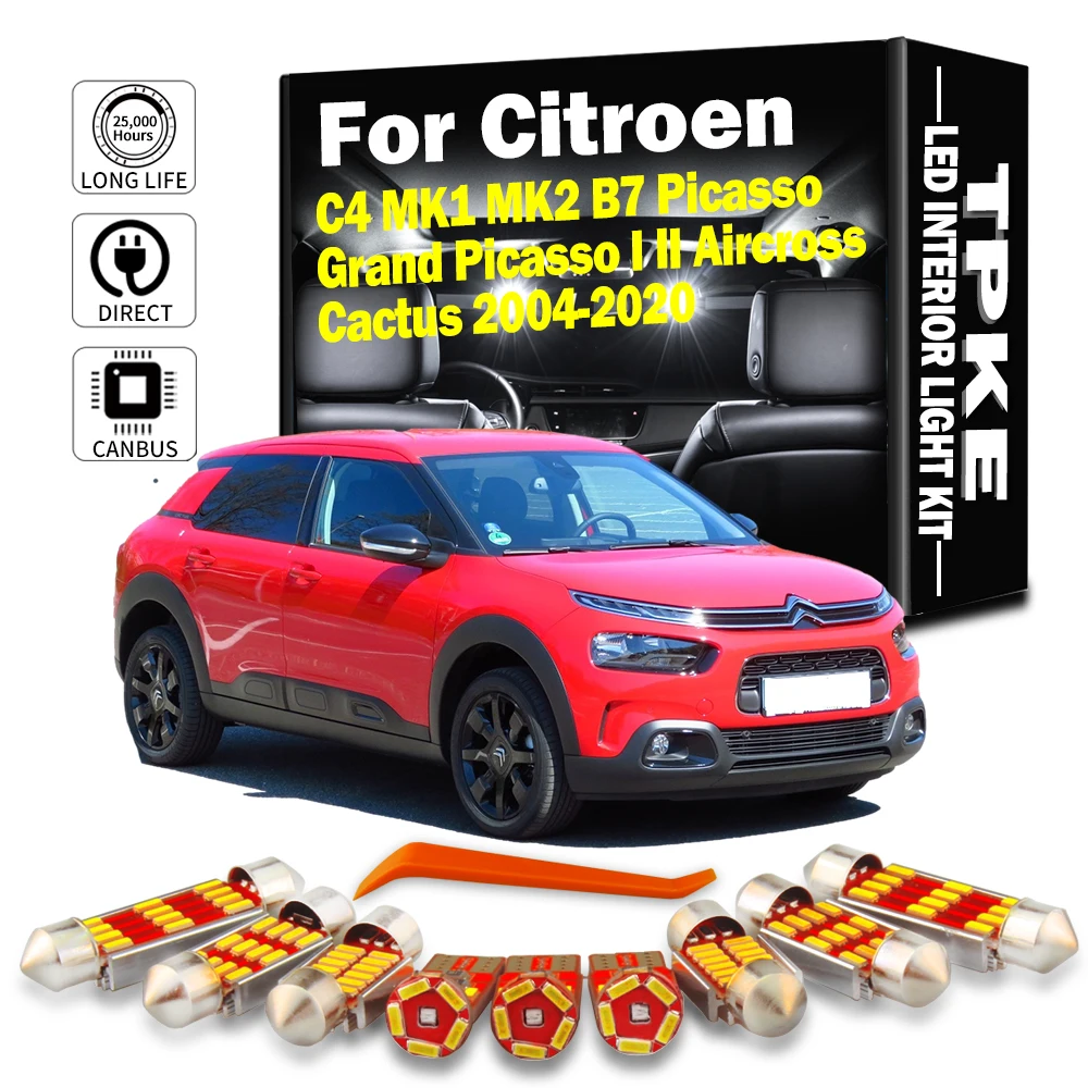 

TPKE внутренсветильник комплект для Citroen C4 MK1 MK2 B7 Picasso Grand Picasso I II Aircross Cactus 2004-2020 Автомобильные светодиодные лампы Canbus