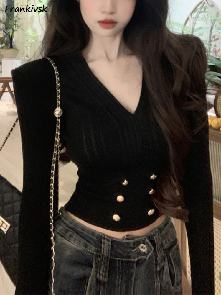 Свитера женские однотонные универсальные элегантные модные свитера с v-образным