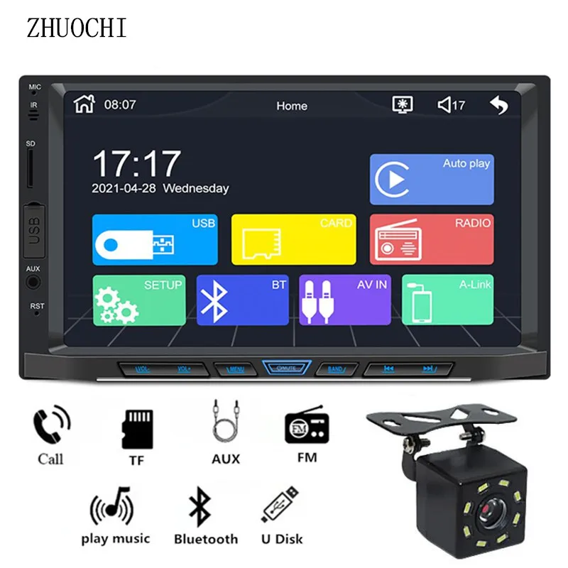 

7 Inch 2din Car Radio Auto CarPlay Touch Screen Stereo FM Radio Bluetooth MP5 Player For Android/IOS USB TF AUX Rear View Camera