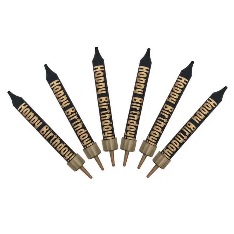 

6 шт., свечи на день рождения с буквами из черного золота