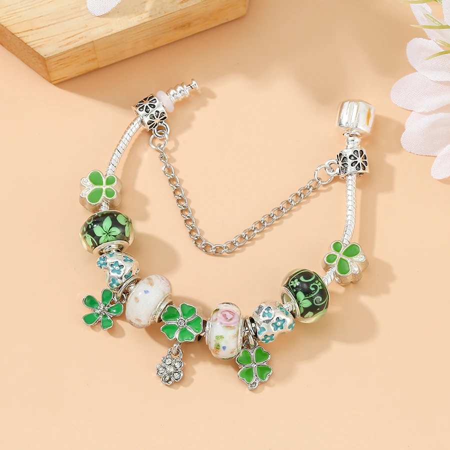 Seialoy новый зеленый цветок бабочка браслеты-подвески для женщин и девочек