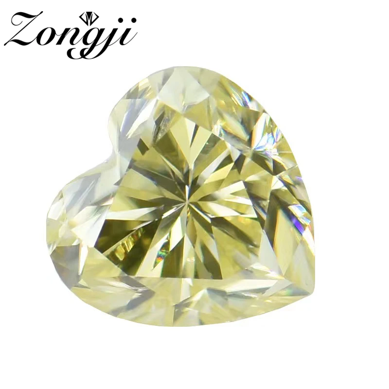 

Loose Moissanite Stone Heart Yellow Color Brilliant Gemstone Diamond VVS Clarity Engagement Jewelry Making