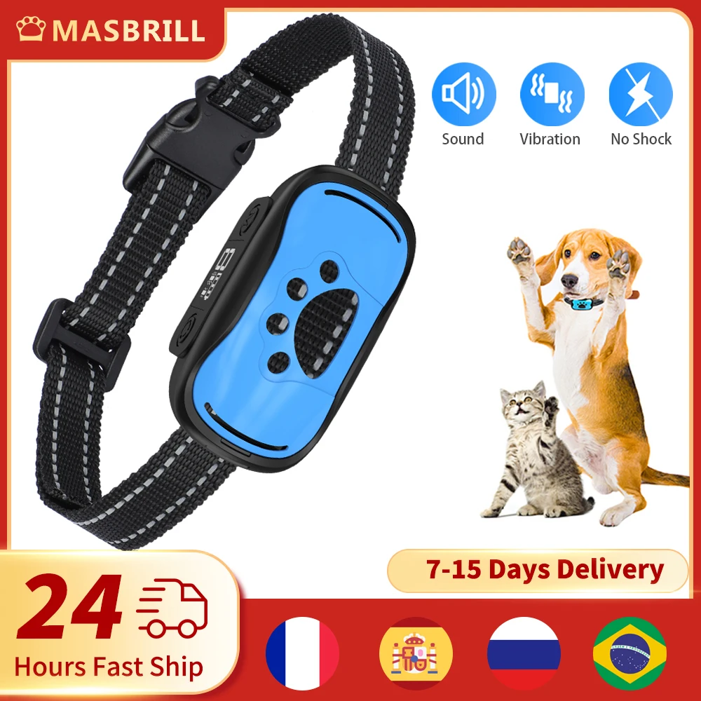 

MASBRILL NO Shock Collar Anti Barking Device USB Electric Ultrasonic Training Collar Dog Stop Barking Vibration Anti Bark Collar