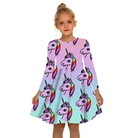 2022 summer dress for girls cartoon print children dresses for girls casual party unicorn baby dress children clothes 2 17 years