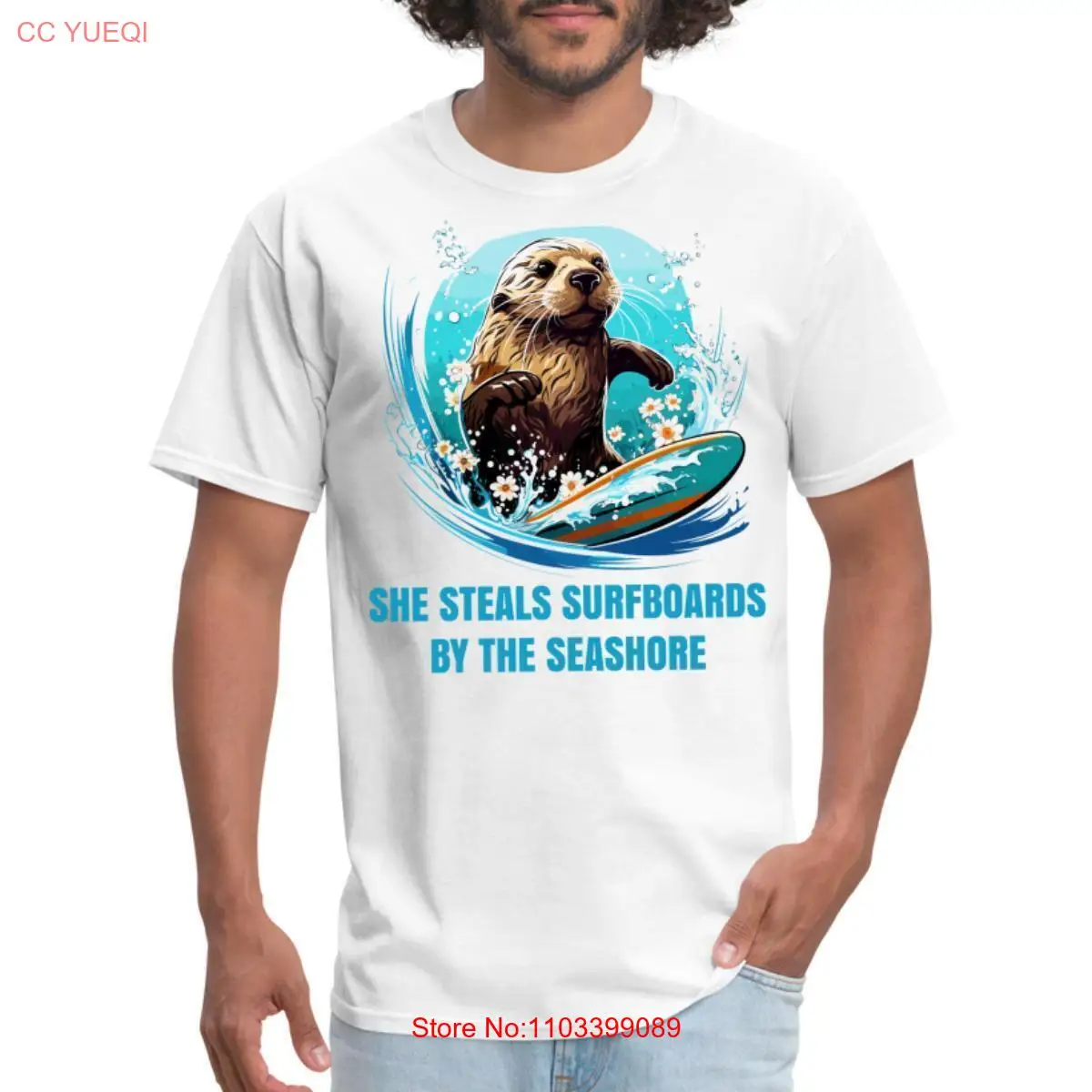 Командная выдра 841/забавная Мужская футболка для серфинга